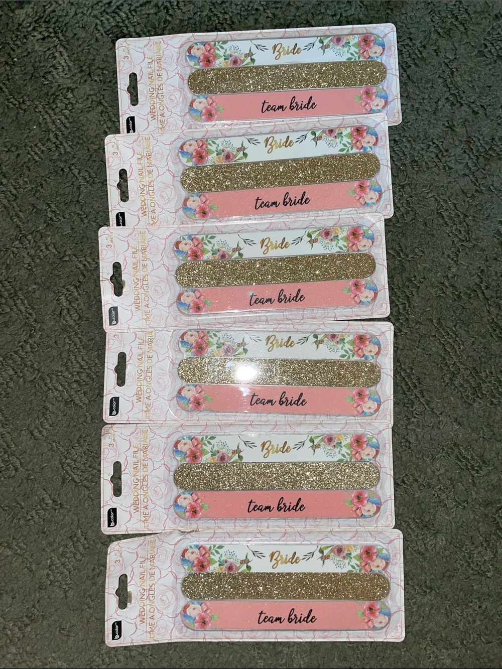 Team Bride Pink and Gold Bridal Nail Files - Pack of 6